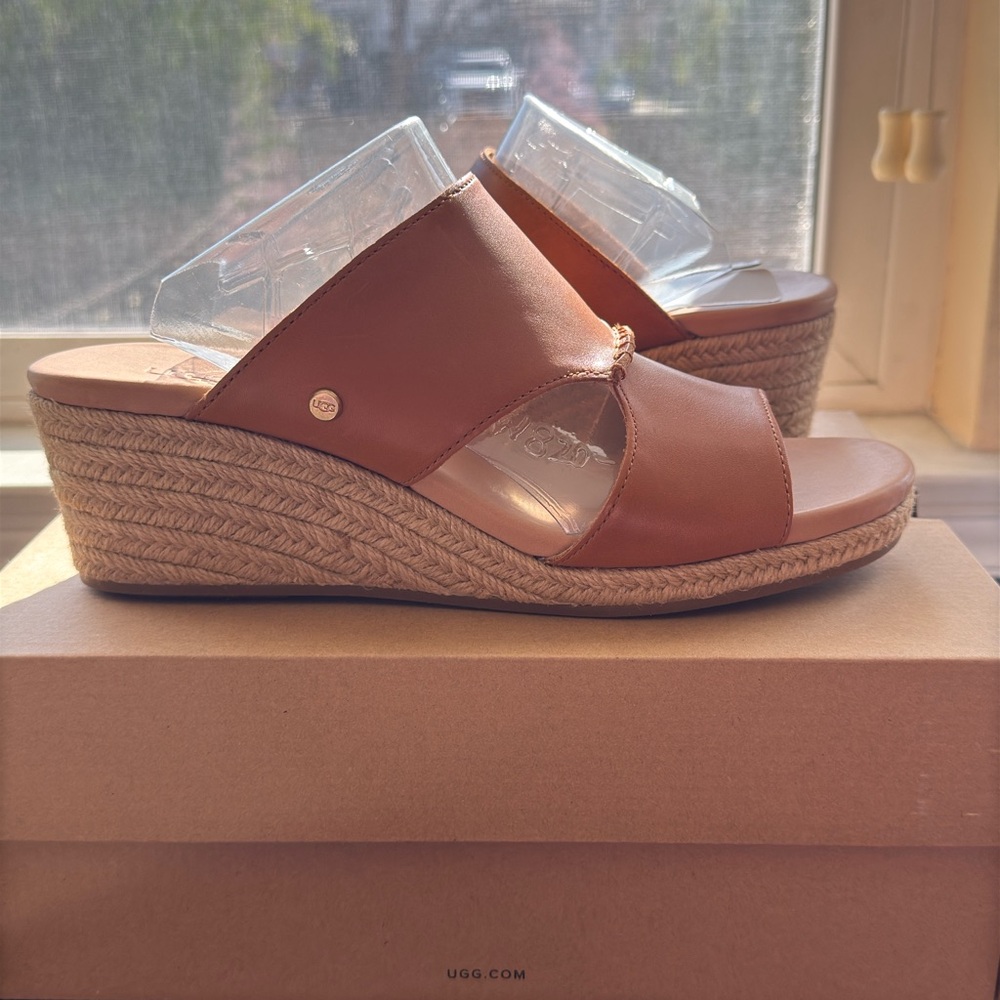 UGG Women's Tan leather Wedge Sandals